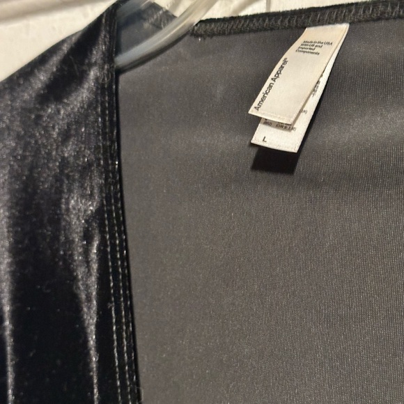 American Apparel Black Velvet V-Neck Long Sleeve Dress - Picture 5 of 5